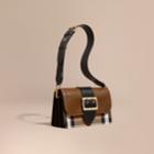 Burberry Burberry The Medium Buckle Bag In House Check And Textured Leather, Brown