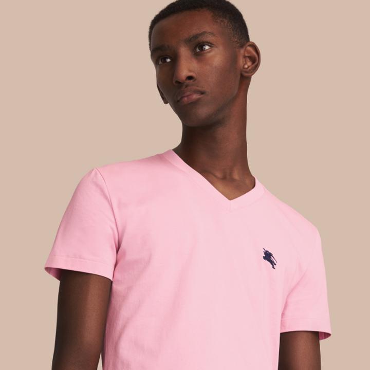 Burberry Burberry Cotton V-neck T-shirt, Size: L, Pink