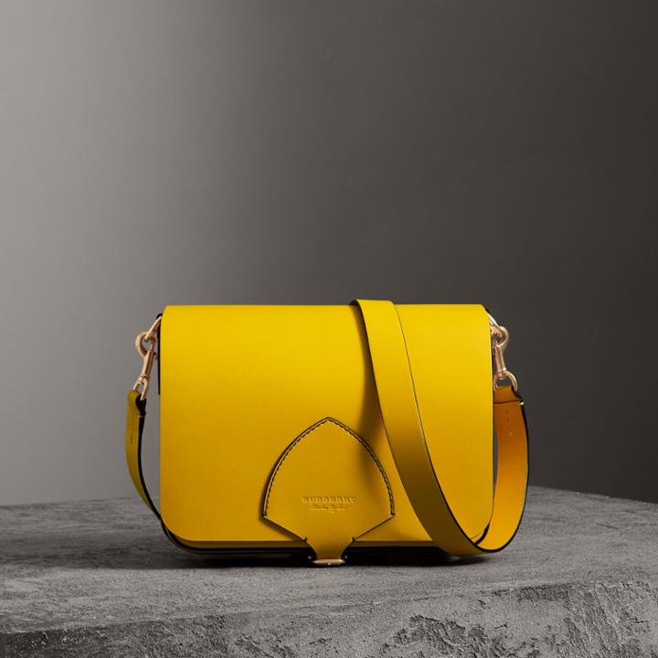 Burberry Burberry The Large Square Satchel In Leather, Yellow