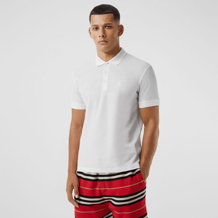 Burberry Burberry Monogram Motif Cotton Piqu Polo Shirt#, White
