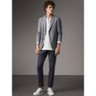 Burberry Burberry Slim Fit Textured Stretch Cotton Trousers, Size: 40, Blue