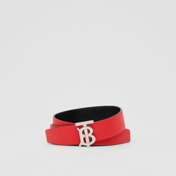 Burberry Burberry Reversible Monogram Motif Grainy Leather Belt, Size: 90, Red