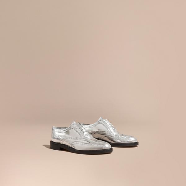 Burberry Metallic Leather Wingtip Brogues
