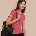 Burberry Burberry Check Trim Stretch Cotton T-shirt, Size: Xs, Red