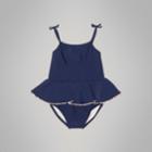 Burberry Burberry Childrens Check Detail Peplum One-piece Swimsuit, Size: 12m, Blue