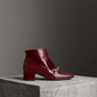 Burberry Burberry Link Detail Patent Leather Ankle Boots, Size: 38, Red