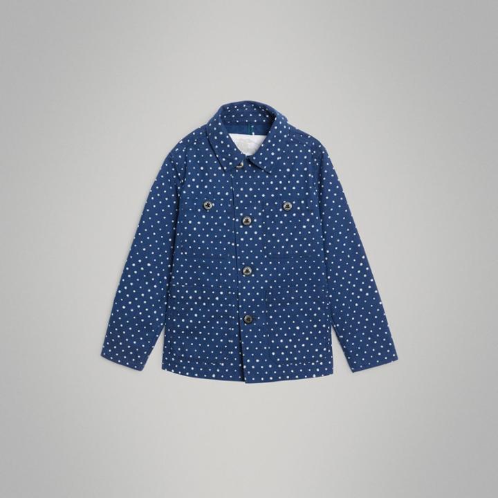 Burberry Burberry Childrens Spot Print Cotton Blend Jacket, Size: 10y, Blue