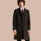Burberry Burberry Velvet Collar Tailored Wool Blend Coat, Size: 42, Beige