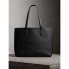 Burberry Burberry Large Embossed Leather Tote, Black