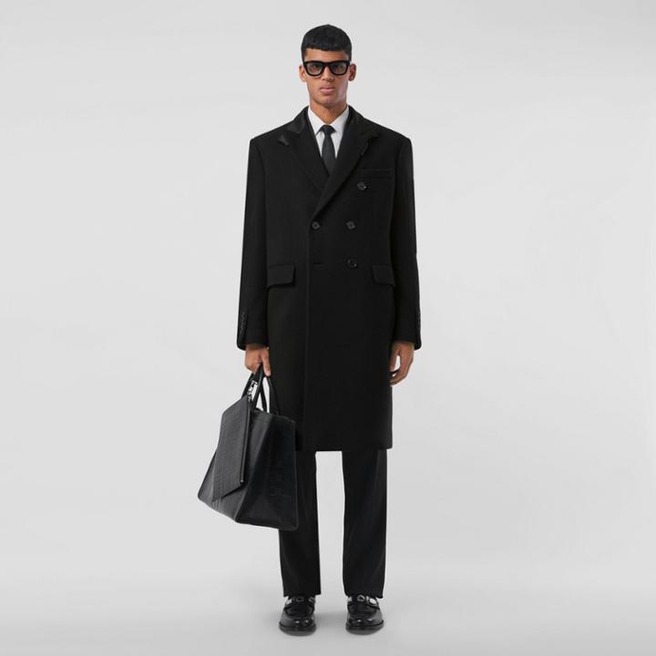 Burberry Burberry Silk Satin Collar Wool Coat, Size: 46