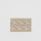 Burberry Burberry Small Monogram Print Leather Folding Wallet, Beige