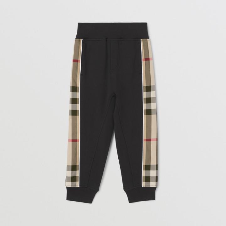 Burberry Burberry Childrens Check Panel Cotton Jogging Pants, Size: 10y