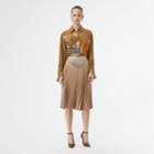 Burberry Burberry Pleated Double-waist Skirt, Size: 00, Beige
