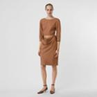Burberry Burberry Double-waist Wool Silk Mohair Linen Shift Dress, Size: 04, Brown