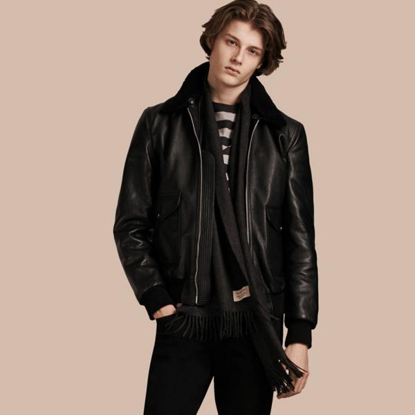 Burberry Leather Jacket With Detachable Shearling Collar