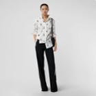 Burberry Burberry Triple Archive Logo Print Stretch Cotton Shirt, Size: 10