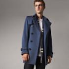 Burberry Burberry Wool Cashmere Trench Coat, Size: 36, Blue