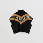 Burberry Burberry Childrens Icon Stripe Panel Wool Cashmere Blend Poncho