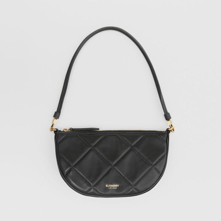 Burberry Burberry Quilted Lambskin Olympia Pouch, Black