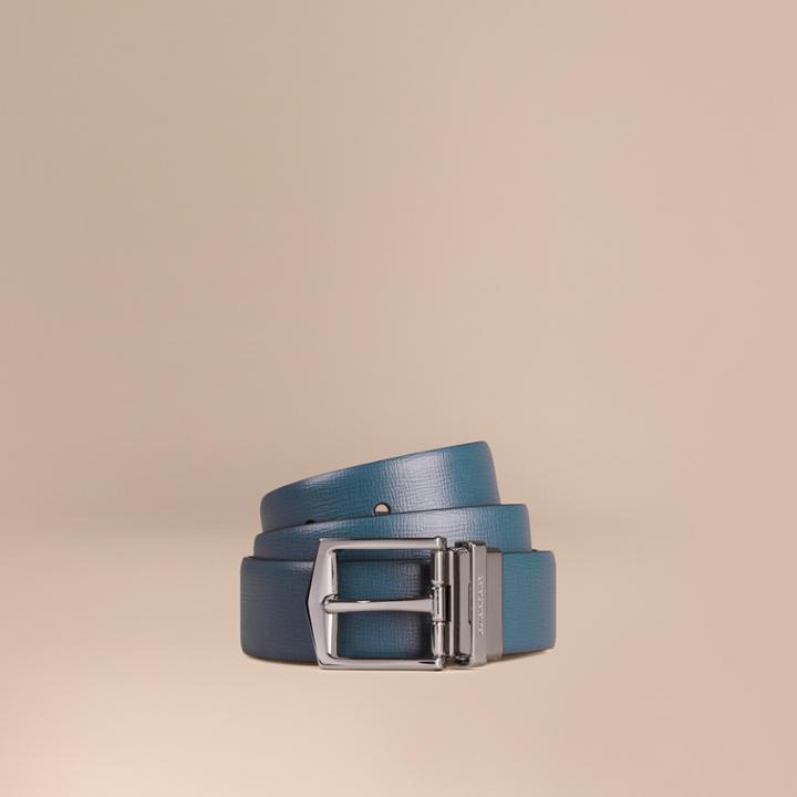Burberry Burberry Reversible London Leather Belt, Size: 80, Blue