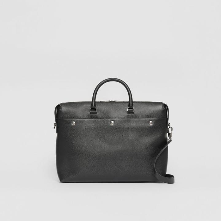Burberry Burberry Triple Stud Grainy Leather Briefcase, Black