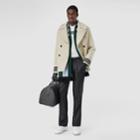 Burberry Burberry Striped Cuff Wool Pea Coat, Size: 38, White