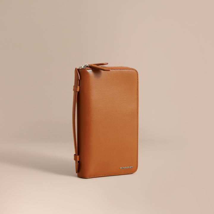 Burberry Burberry London Leather Travel Wallet, Brown