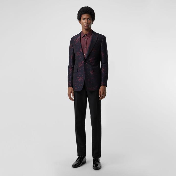 Burberry Burberry Slim Fit Silk Wool Matelass Evening Jacket, Size: 34r, Blue