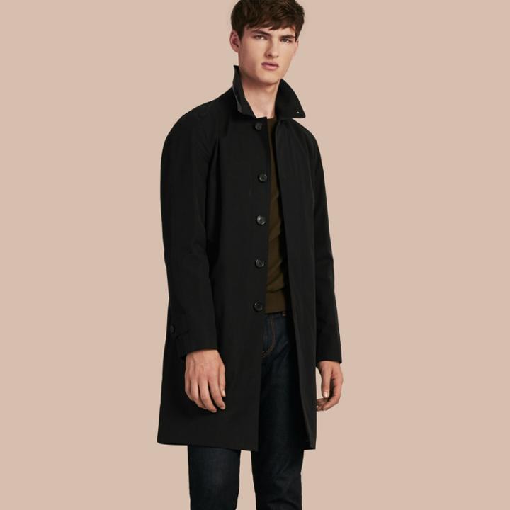 Burberry Burberry Long Cotton Gabardine Car Coat, Size: 38r, Black