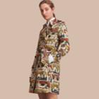 Burberry Burberry Reclining Figures Print Cotton Trench Coat, Size: 02, Blue