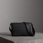 Burberry Burberry Small Embossed Leather Messenger Bag, Black