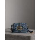 Burberry Burberry The Buckle Crossbody Bag In Trompe L'oeil Leather, Blue