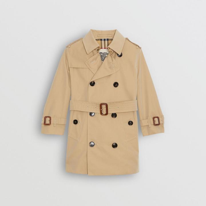 Burberry Burberry Childrens Cotton Gabardine Trench Coat, Size: 4y, Yellow