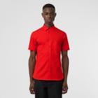 Burberry Burberry Short-sleeve Monogram Motif Stretch Cotton Shirt, Red