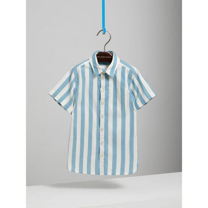 Burberry Burberry Short-sleeve Striped Cotton Shirt, Size: 4y, Blue