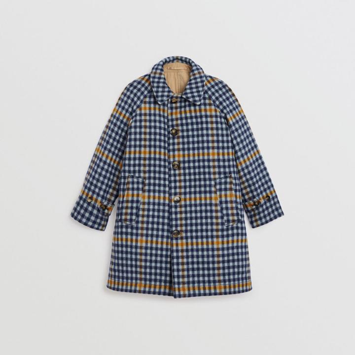 Burberry Burberry Childrens Reversible Check Wool And Cotton Car Coat, Size: 12y, Blue