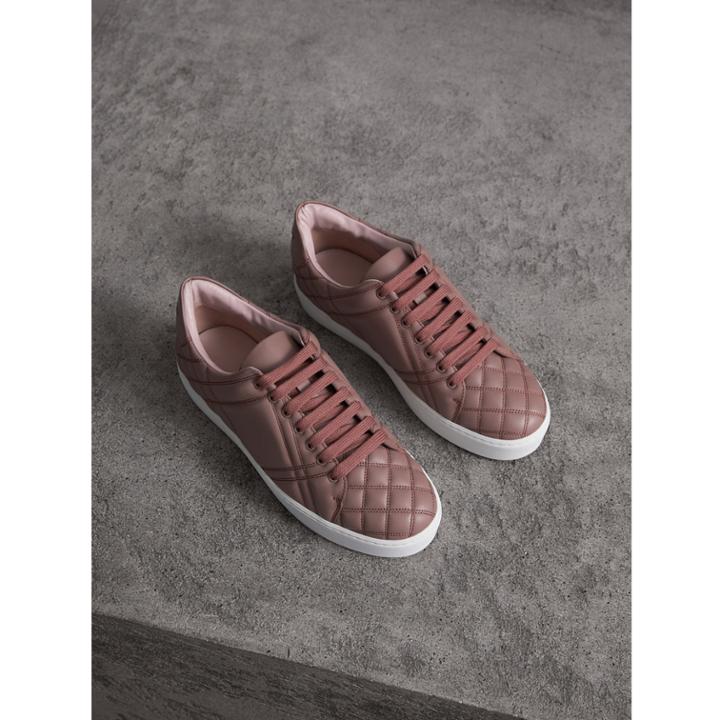 Burberry Burberry Check-quilted Leather Trainers, Size: 37, Pink
