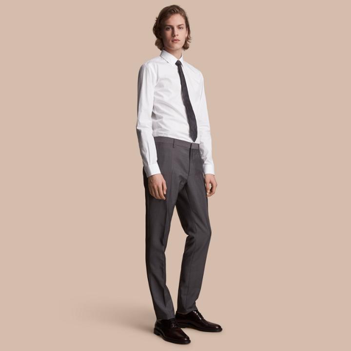 Burberry Burberry Slim Fit Dot Fil Coup Cotton Poplin Shirt, Size: 16.5, White
