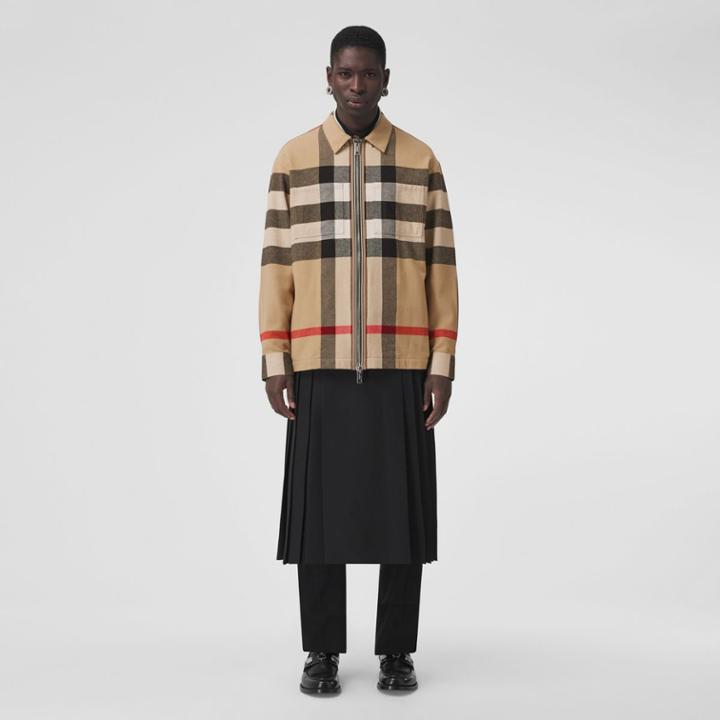 Burberry Burberry Check Wool Cotton Zip-front Shirt, Size: M