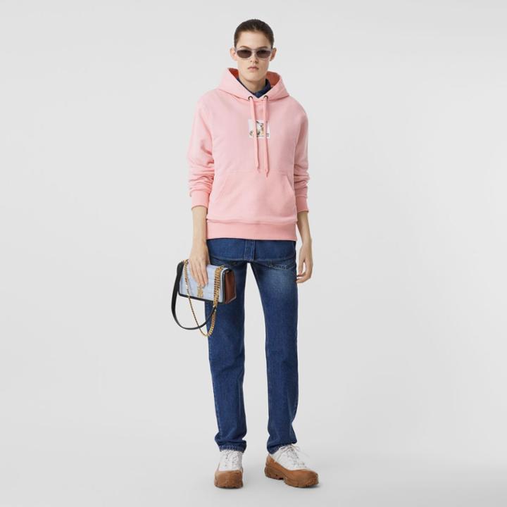 Burberry Burberry Deer Print Cotton Hoodie, Size: S, Pink