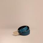Burberry Burberry London Leather Belt With Plaque Buckle, Size: 90, Blue