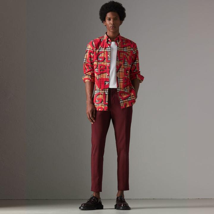 Burberry Burberry Graffiti Print Vintage Check Shirt, Red