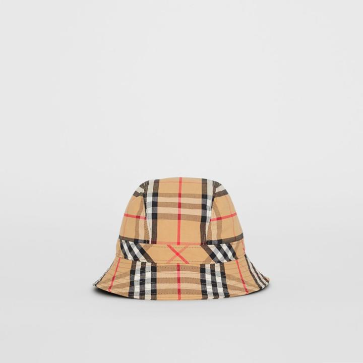 Burberry Burberry Vintage Check Cotton Bucket Hat, Size: L, Yellow