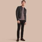 Burberry Burberry Panel Detail Lambskin Jacket, Size: 40, Black