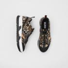 Burberry Burberry Leopard Print Neoprene And Cotton Union Sneakers, Size: 42, Beige