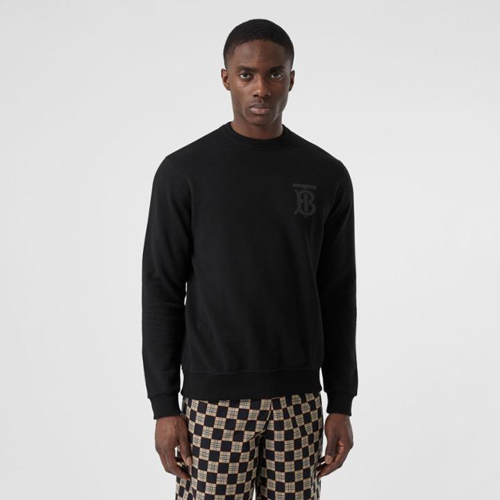 Burberry Burberry Monogram Motif Cotton Sweatshirt, Size: L, Black