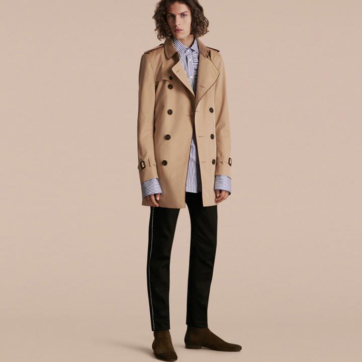Burberry Burberry Trench Coat With Regimental Piping, Size: 36, Yellow