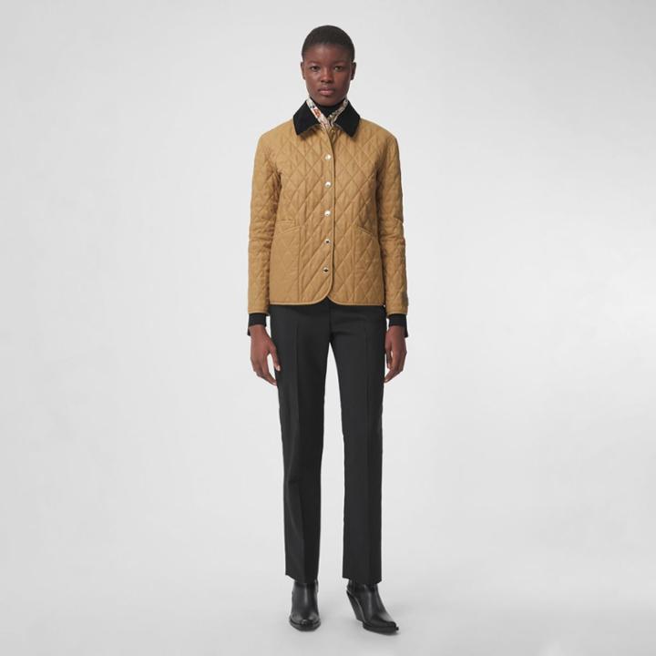 Burberry Burberry Corduroy Collar Diamond Quilted Jacket, Size: S