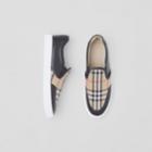 Burberry Burberry Leather And Vintage Check Slip-on Sneakers, Size: 38