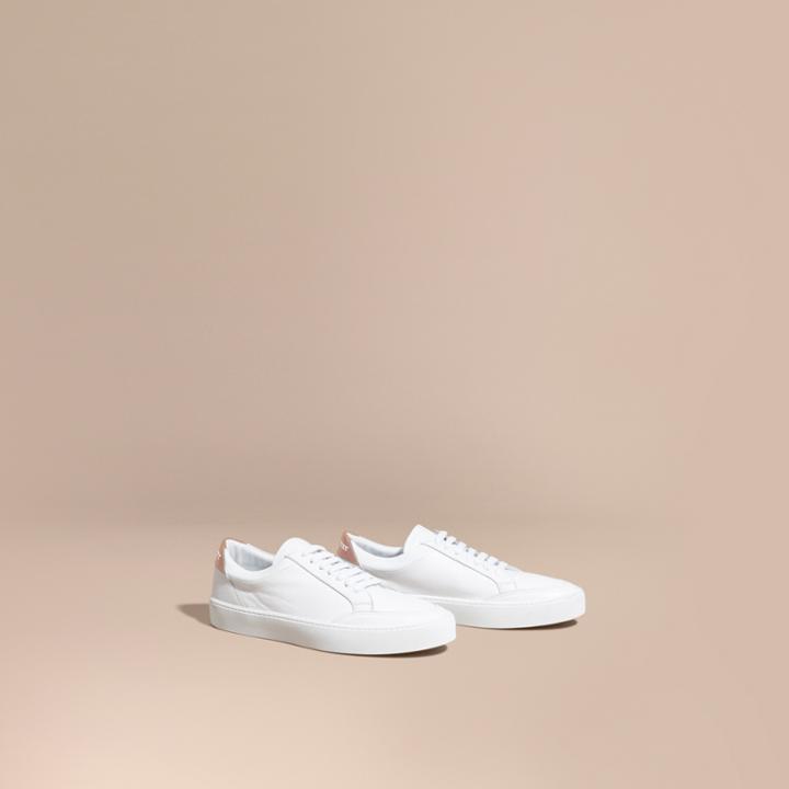 Burberry Burberry Metallic Detail Leather Trainers, Size: 38, White